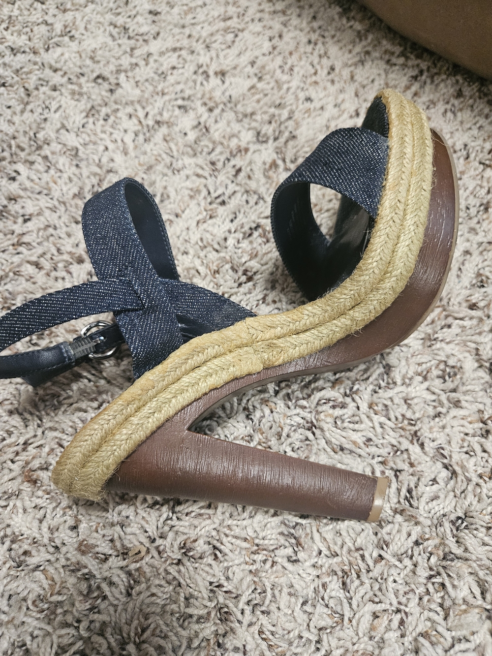 Jessica Simpson Navy Denim Espadrille Wedge Sandals - Picture 5 of 16